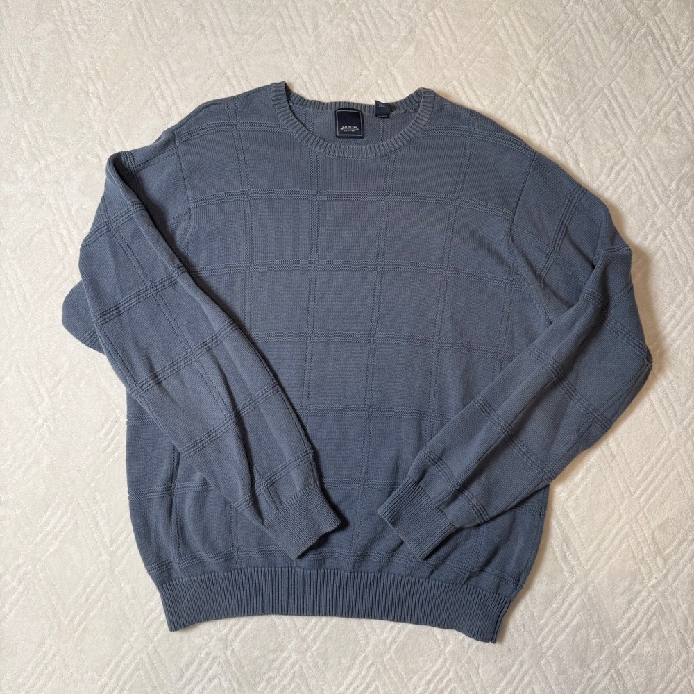 Grandpa Classic Arrow USA 1851 Blue Windowpane Cotton Knit Sweater Men's L